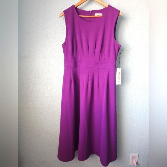 Calvin Klein Purple Midi A-line Sleeveless Dress - Picture 1 of 10